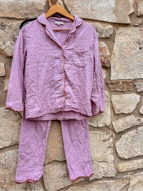 House No.23 ORGANIC COTTON GAUZE ALAIA LONG PAJAMA SET - LILAC size xs/s